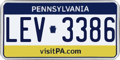 PA license plate LEV3386