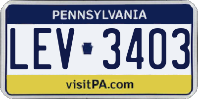 PA license plate LEV3403