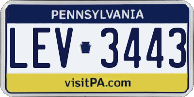 PA license plate LEV3443