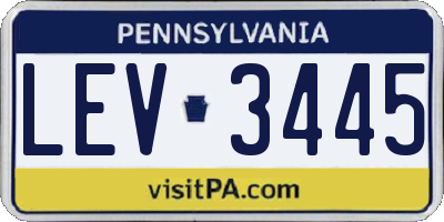 PA license plate LEV3445