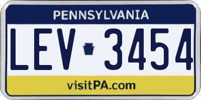 PA license plate LEV3454