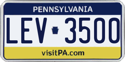 PA license plate LEV3500