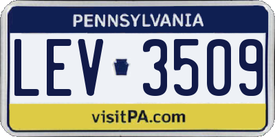 PA license plate LEV3509