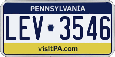 PA license plate LEV3546