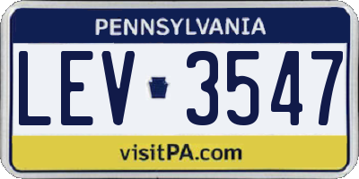 PA license plate LEV3547