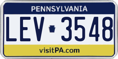 PA license plate LEV3548