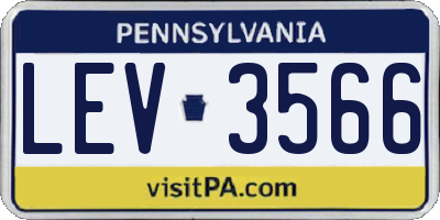 PA license plate LEV3566