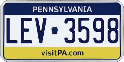 PA license plate LEV3598