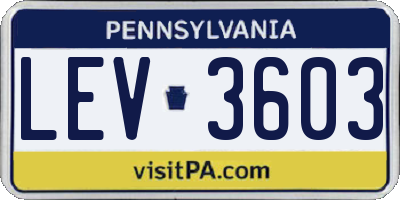 PA license plate LEV3603