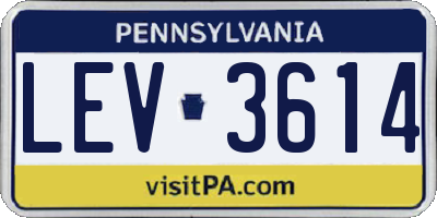 PA license plate LEV3614