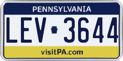 PA license plate LEV3644