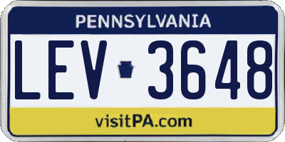 PA license plate LEV3648