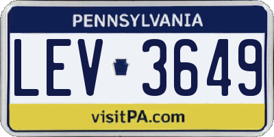 PA license plate LEV3649