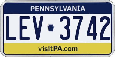 PA license plate LEV3742
