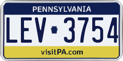 PA license plate LEV3754