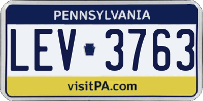 PA license plate LEV3763