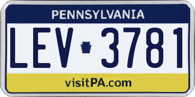 PA license plate LEV3781
