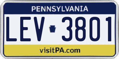 PA license plate LEV3801
