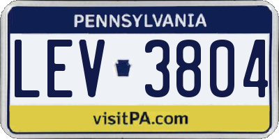 PA license plate LEV3804