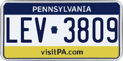 PA license plate LEV3809
