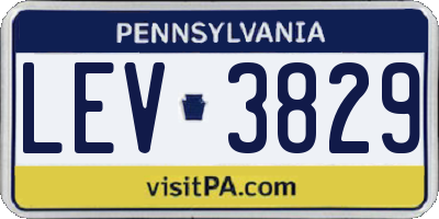 PA license plate LEV3829