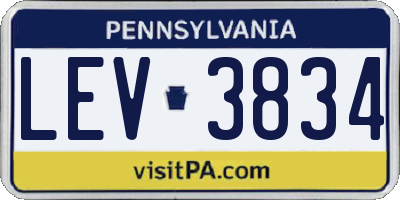 PA license plate LEV3834
