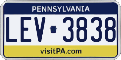 PA license plate LEV3838