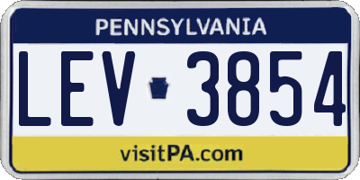PA license plate LEV3854