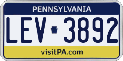 PA license plate LEV3892