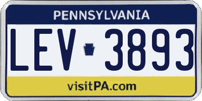 PA license plate LEV3893