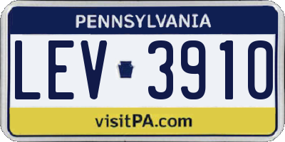 PA license plate LEV3910