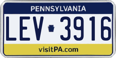 PA license plate LEV3916