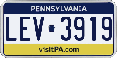 PA license plate LEV3919