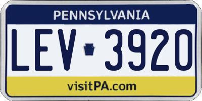 PA license plate LEV3920