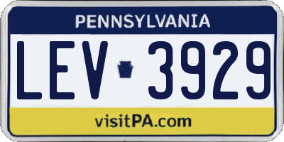 PA license plate LEV3929