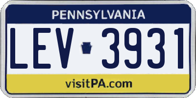 PA license plate LEV3931