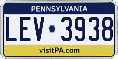 PA license plate LEV3938