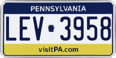 PA license plate LEV3958