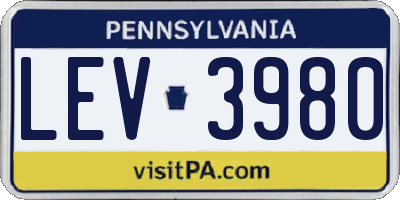 PA license plate LEV3980