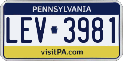 PA license plate LEV3981