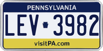 PA license plate LEV3982