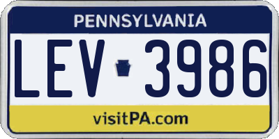 PA license plate LEV3986