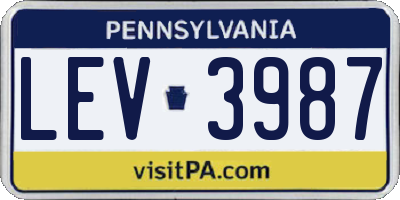 PA license plate LEV3987