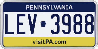 PA license plate LEV3988