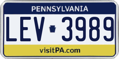PA license plate LEV3989