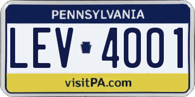PA license plate LEV4001