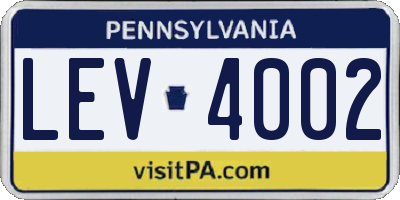 PA license plate LEV4002