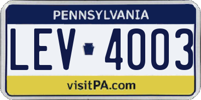 PA license plate LEV4003