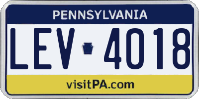 PA license plate LEV4018