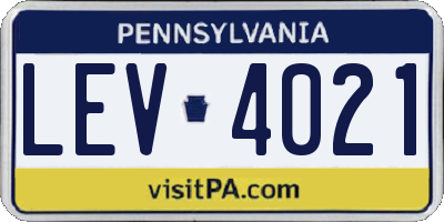 PA license plate LEV4021